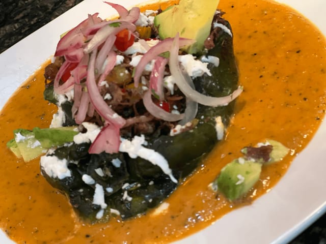Naked Chile Relleno with Chicken.